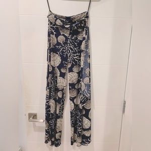 Touch express shell and coral navy white and tan Palazzo pant